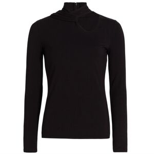 Elie Tahari Black Long Sleeve Top with zipper in back Size M